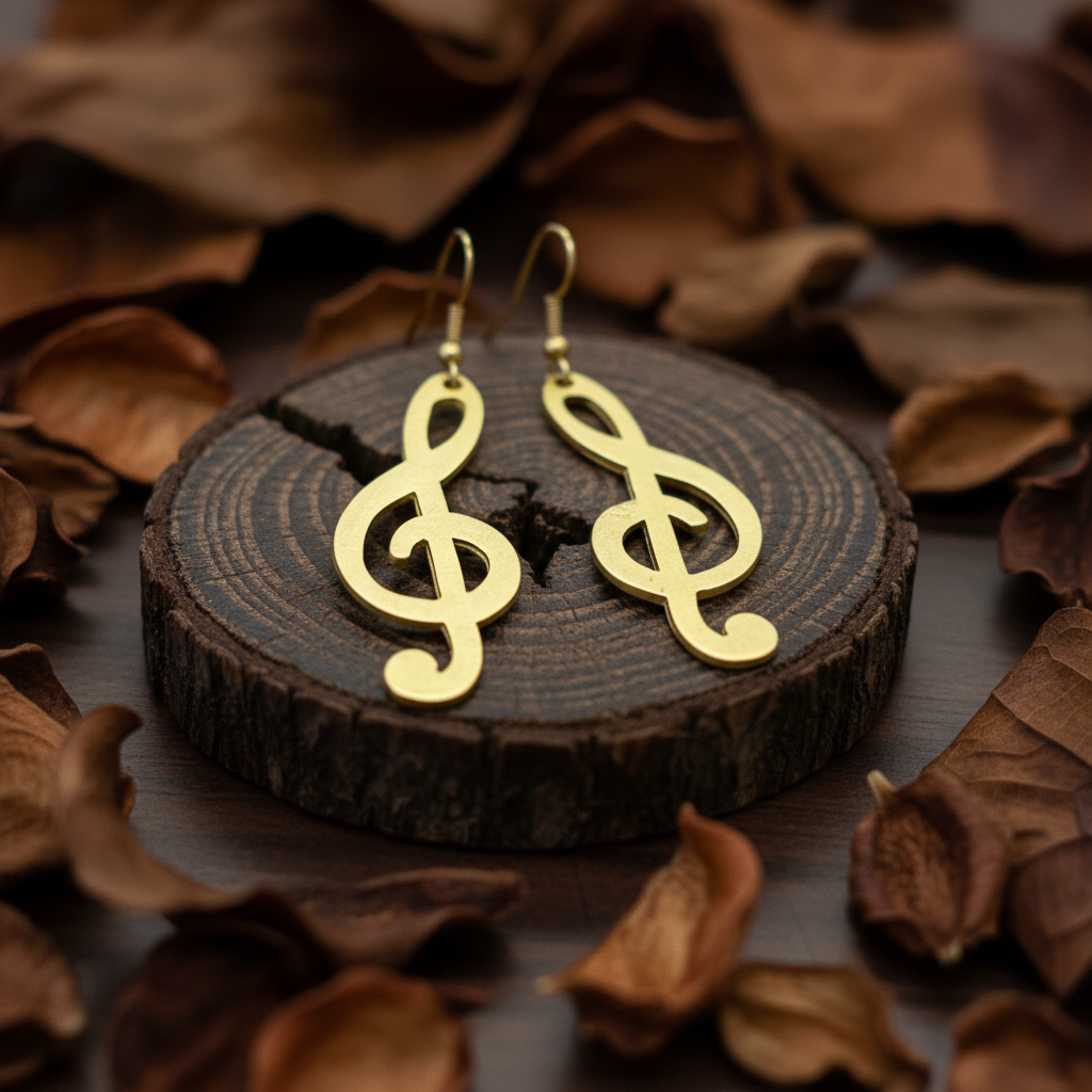 Pendientes Música Dorados