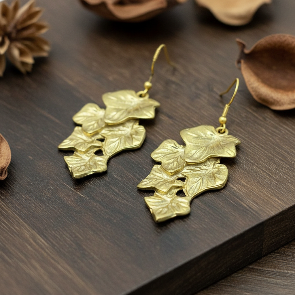 Pendientes Hojarasca Dorado
