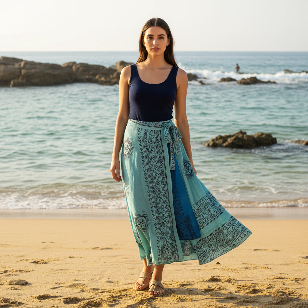 Falda Reversible Denim/Turquesa