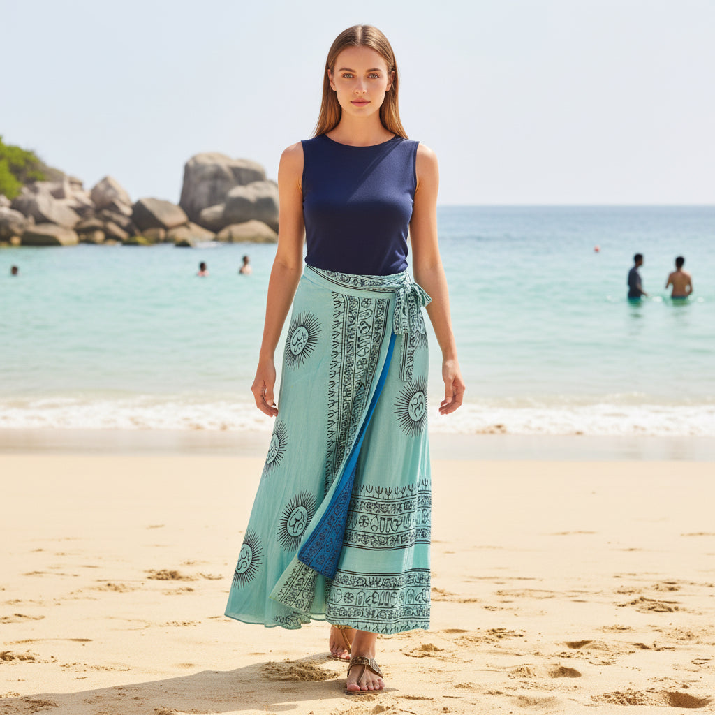 Falda Reversible Denim/Turquesa