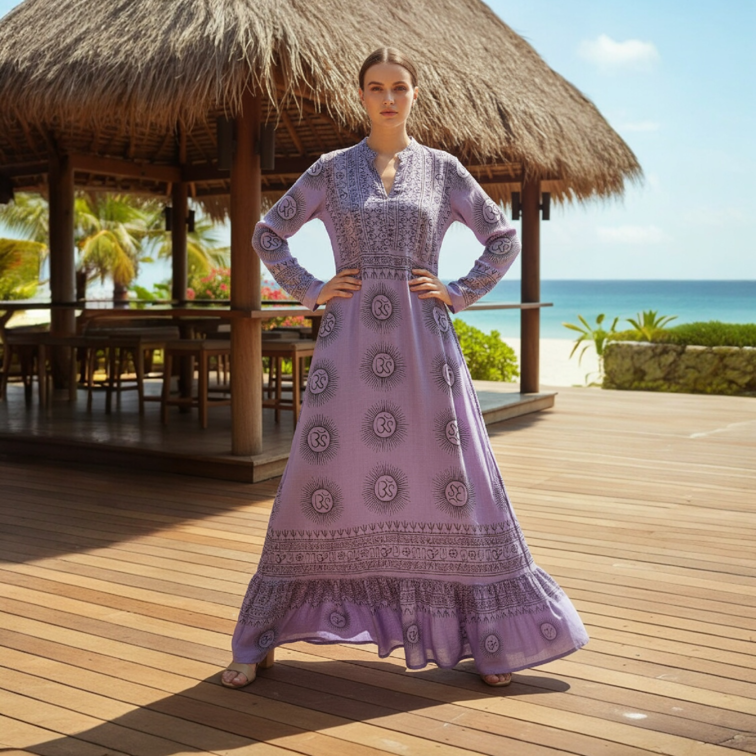 Vestido cuello mao Lila/morado