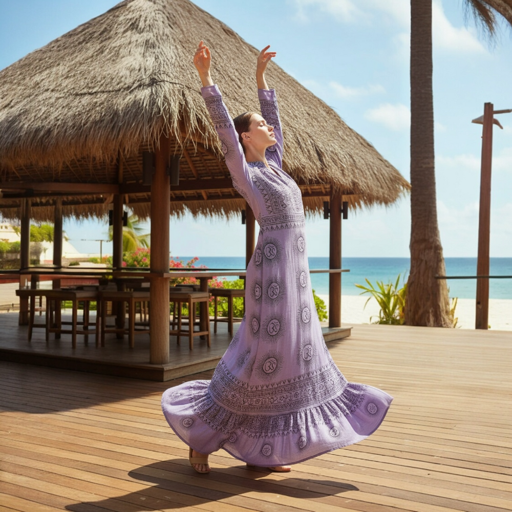 Vestido cuello mao Lila/morado