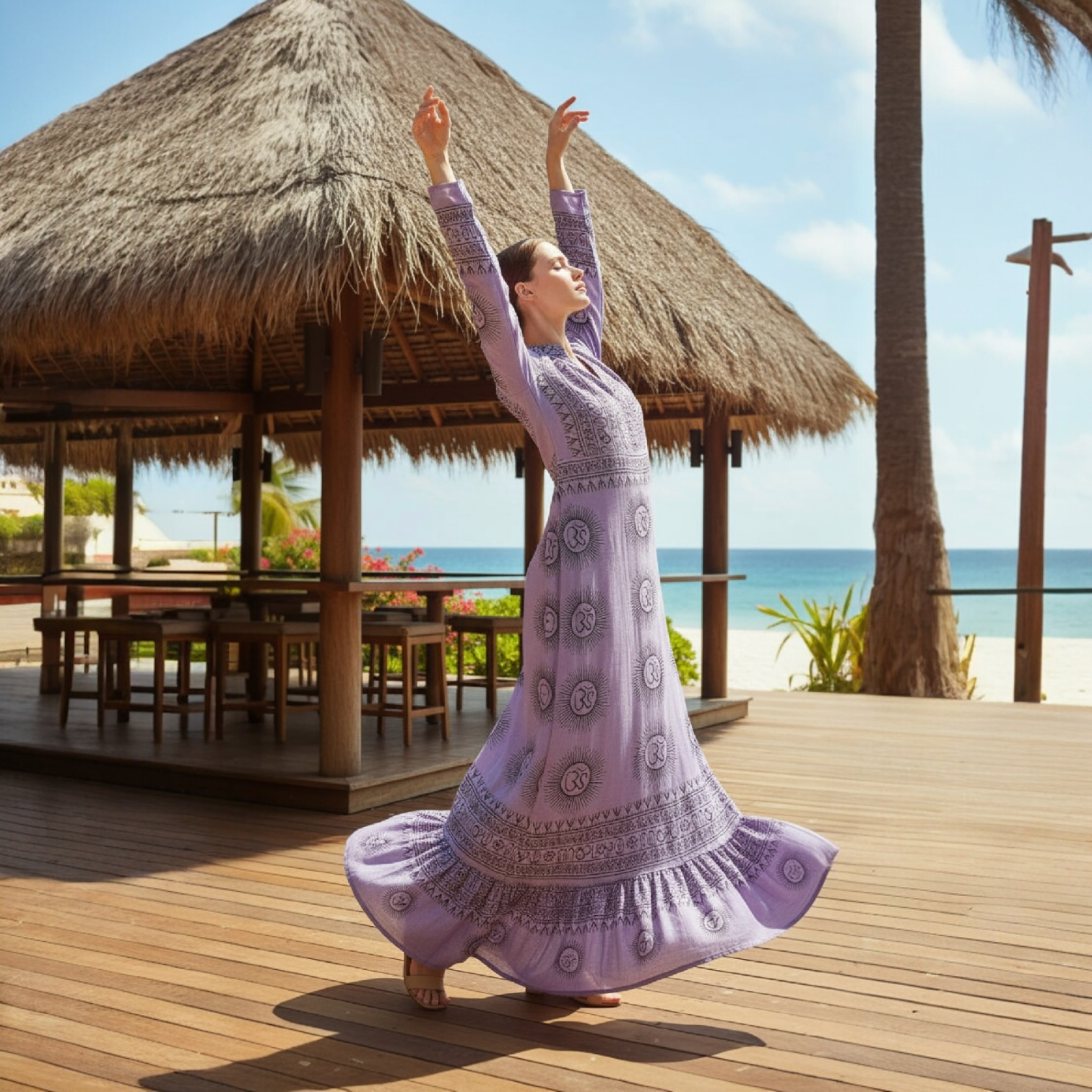 Vestido cuello mao Lila/morado