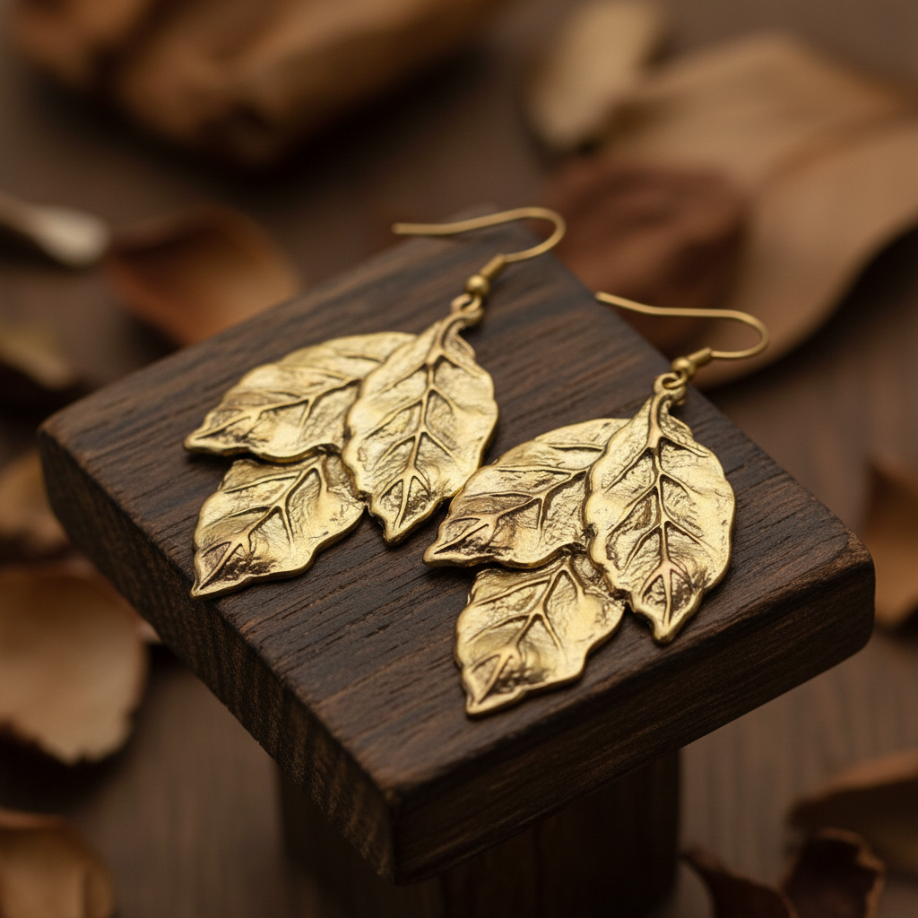Pendientes Hojas Dorados