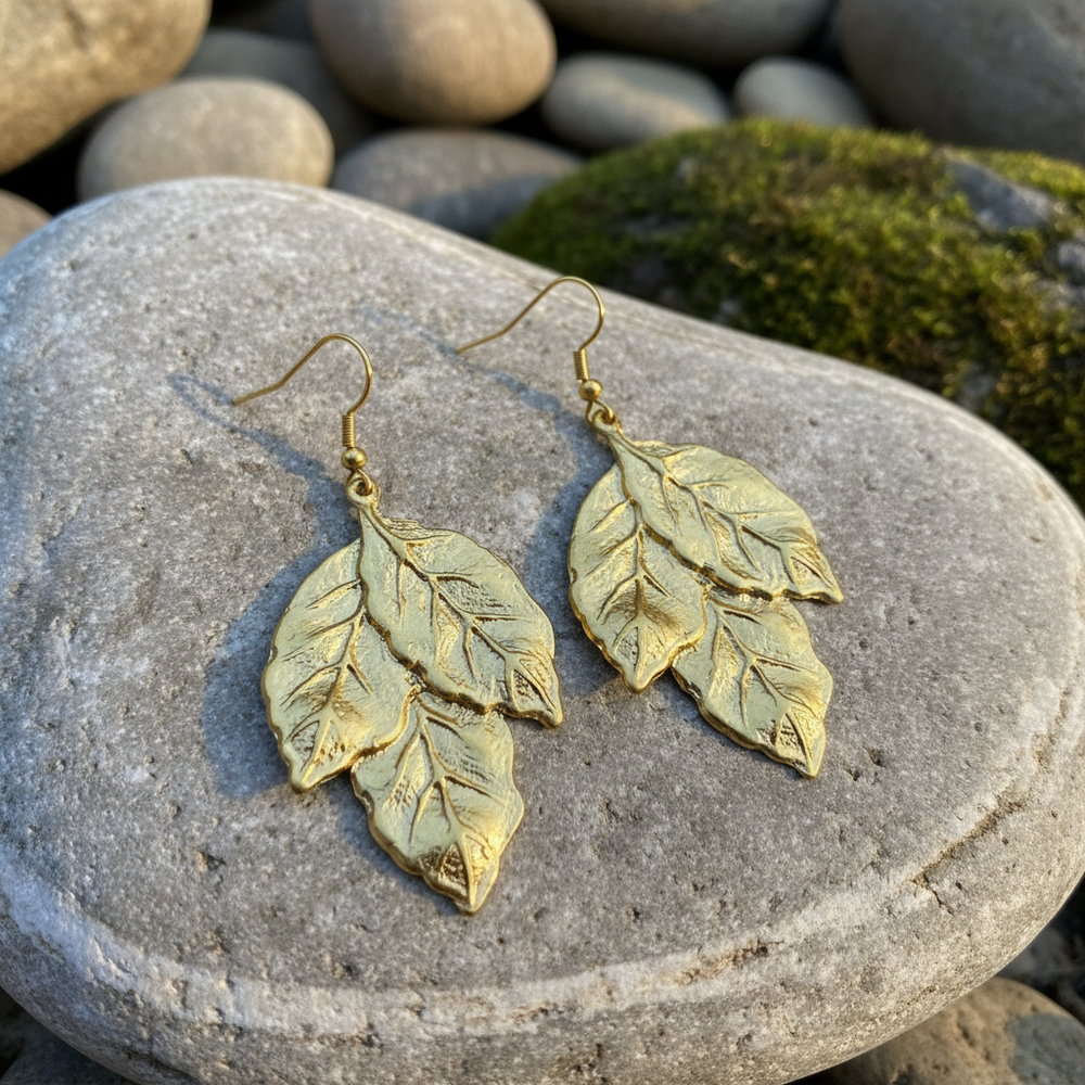 Pendientes Hojas Dorados