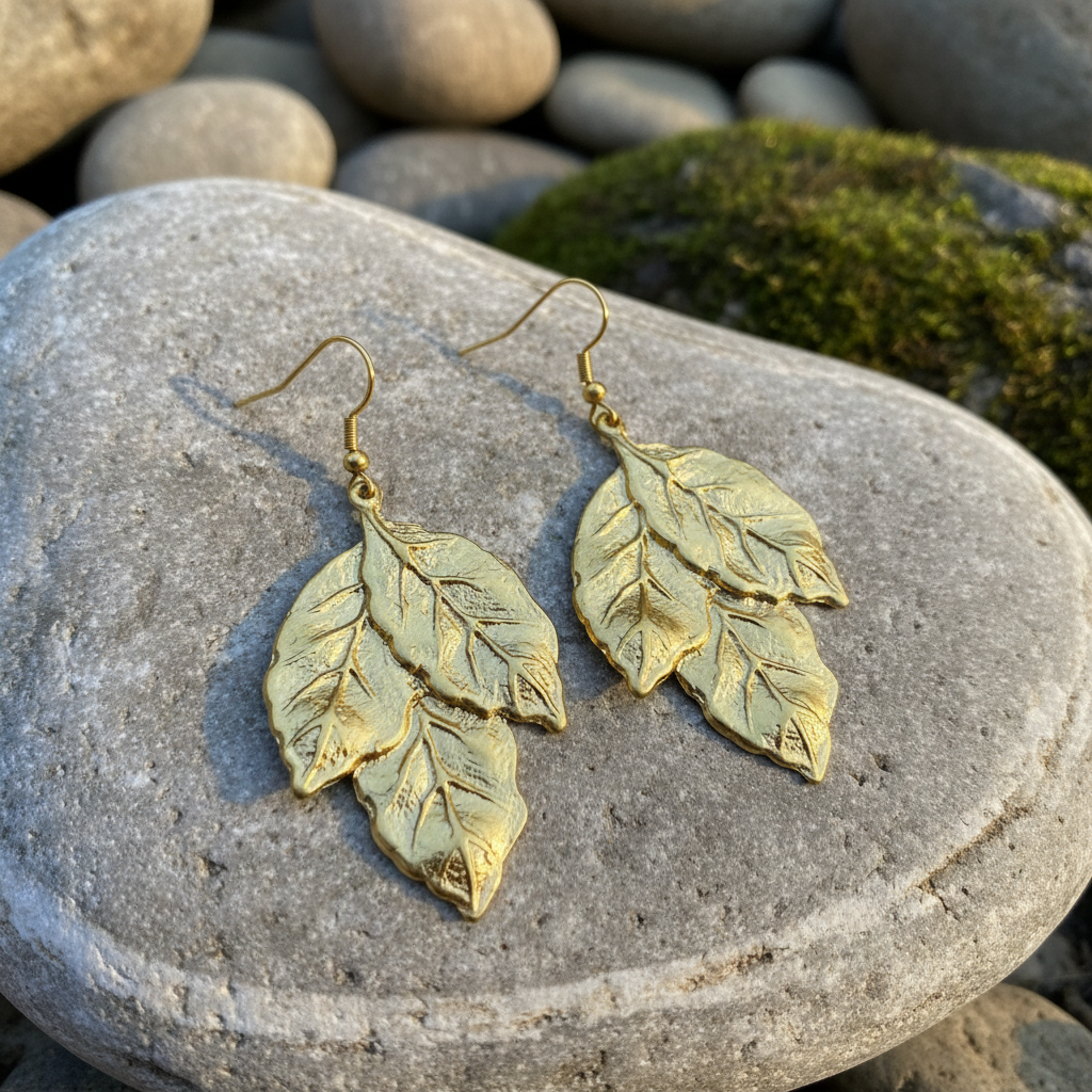 Pendientes Hojas Dorados