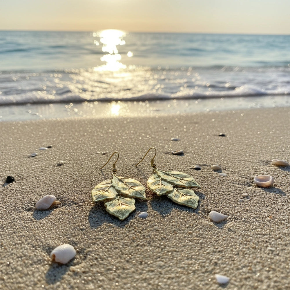 Pendientes Hojas Dorados