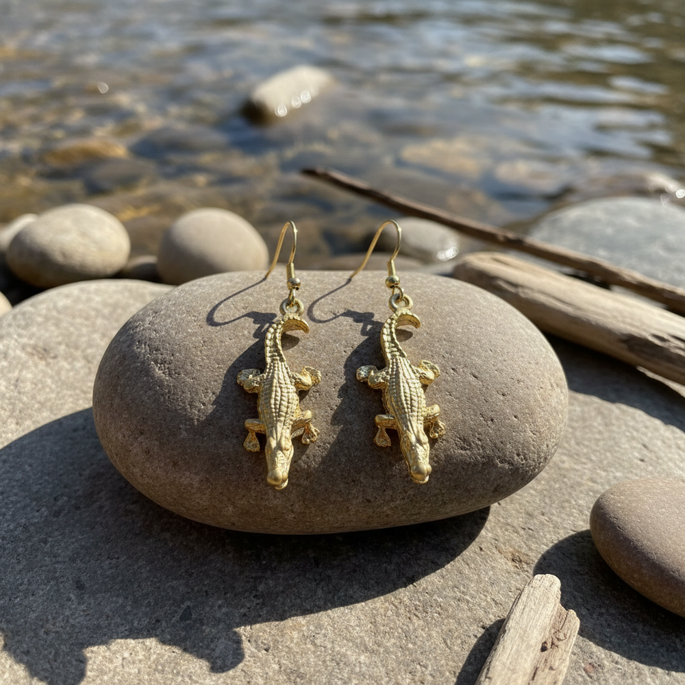 Pendientes Cocodrilo Dorados