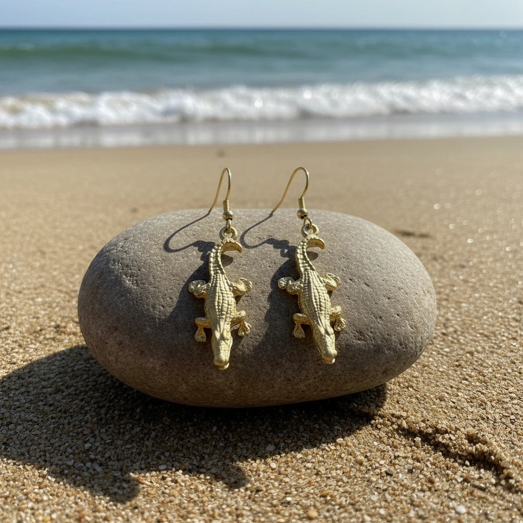 Pendientes Cocodrilo Dorados