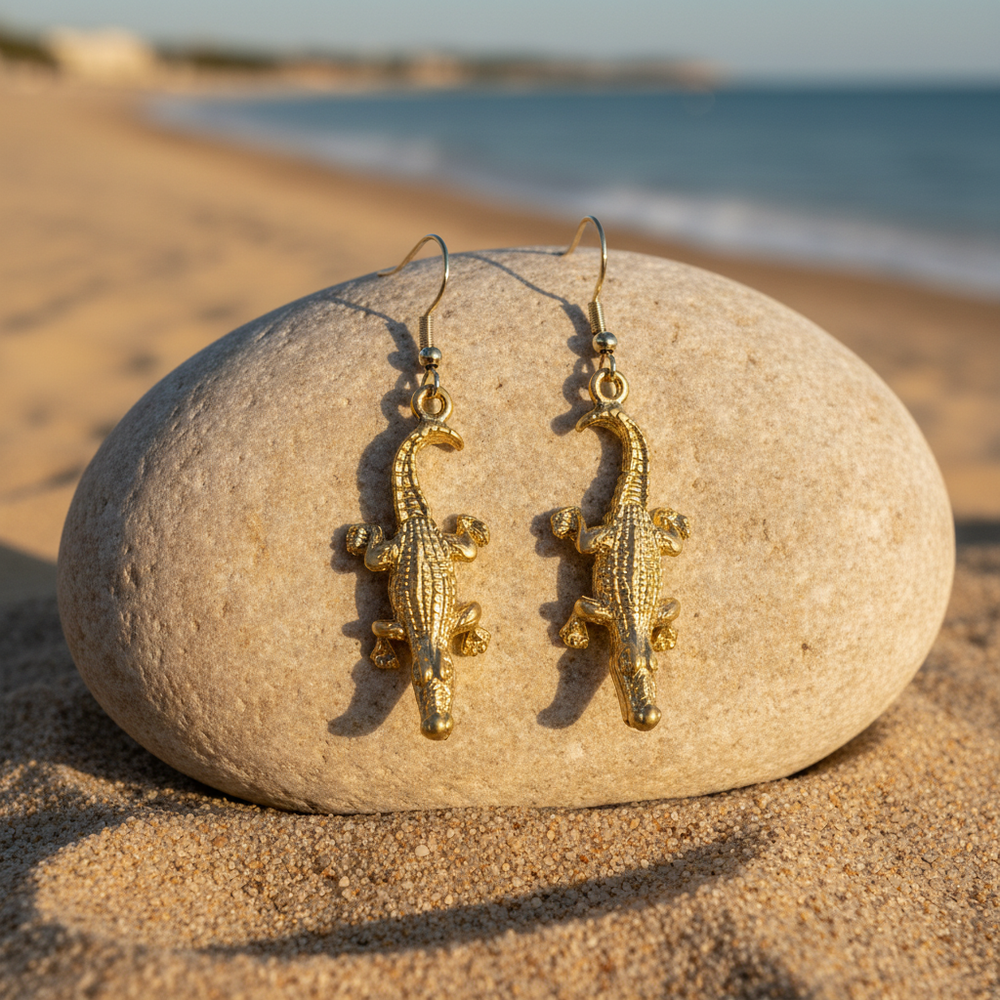 Pendientes Cocodrilo Dorados