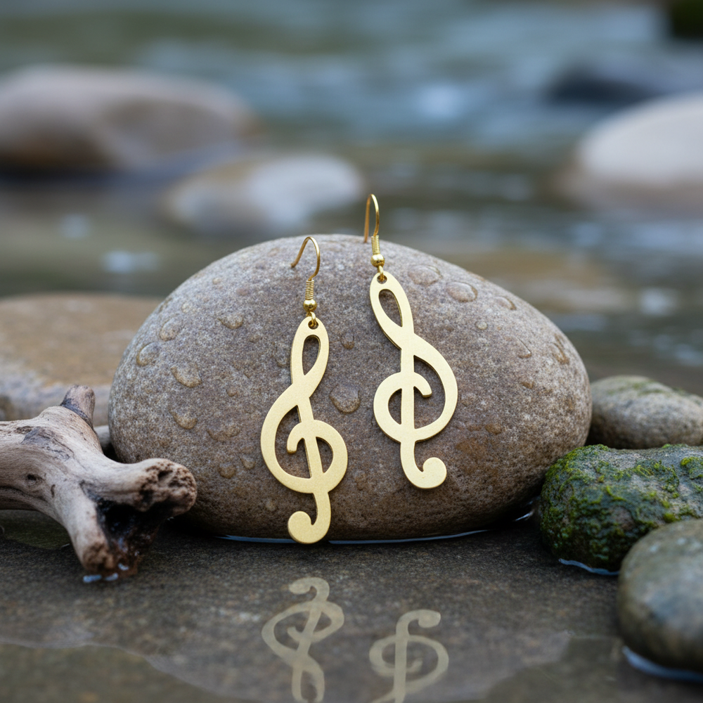 Pendientes Música Dorados