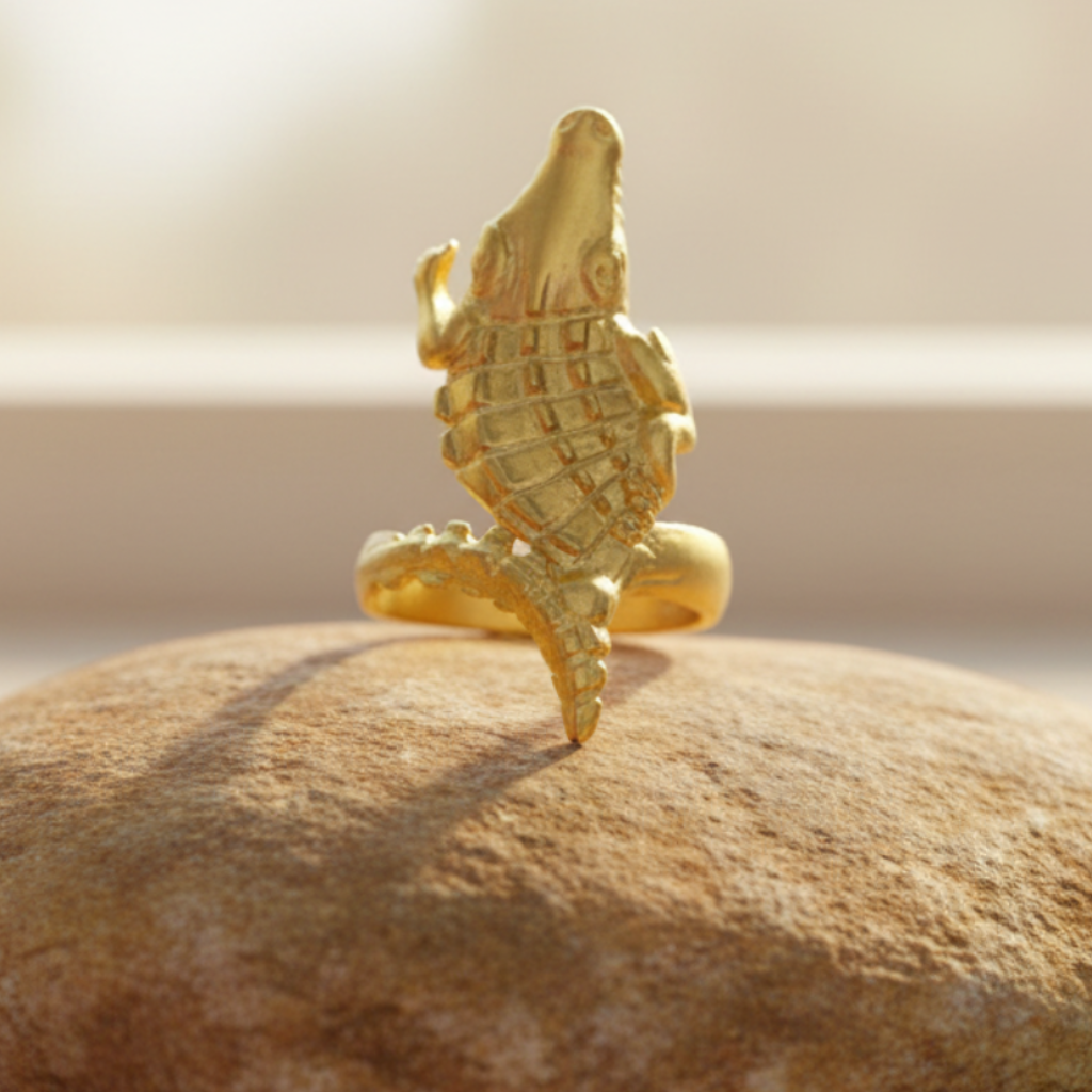 Anillo Cocodrilo Dorado