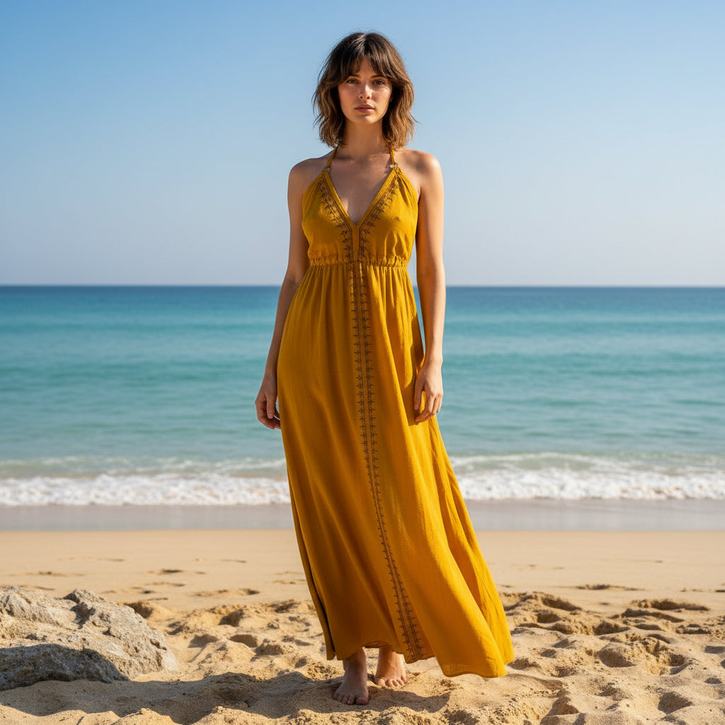 Vestido Cotton Mostaza