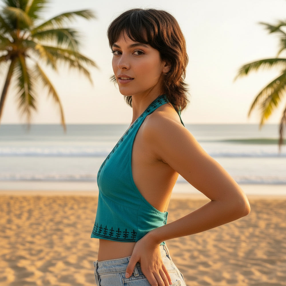 Top Atado Turquesa