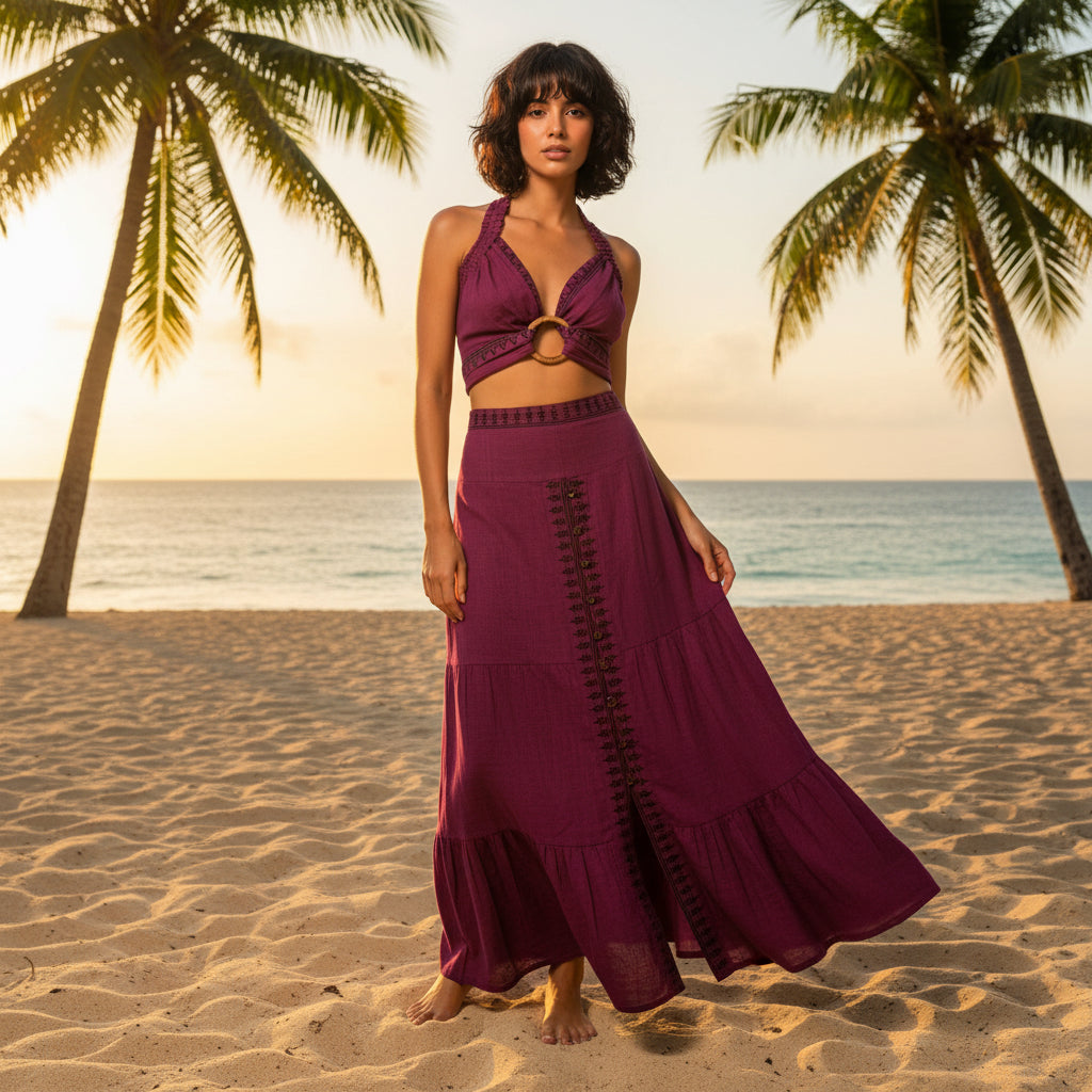 Falda Algodón Berenjena