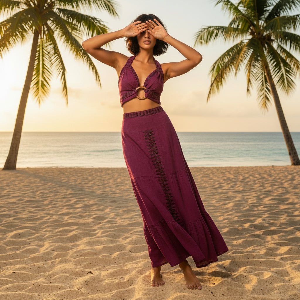 Falda Algodón Berenjena