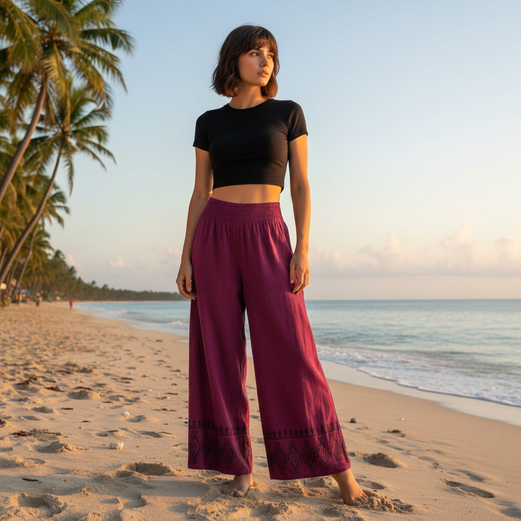 Pantalón Recto Berenjena