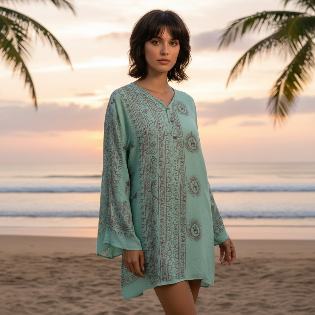 Kurta Nueva Turquesa/rojo