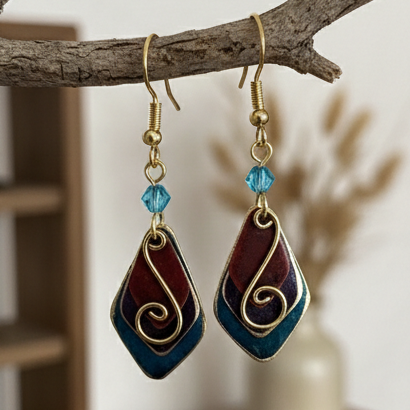 Pendientes Delhi Turquesa/Granate
