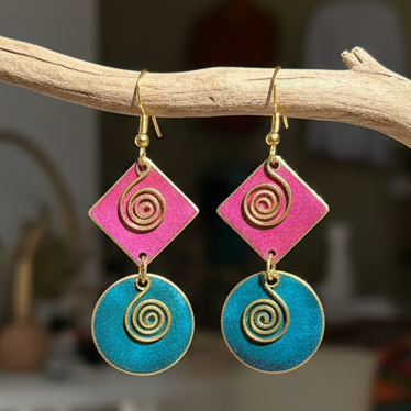 Pendientes Luxor Fucsia/Turquesa