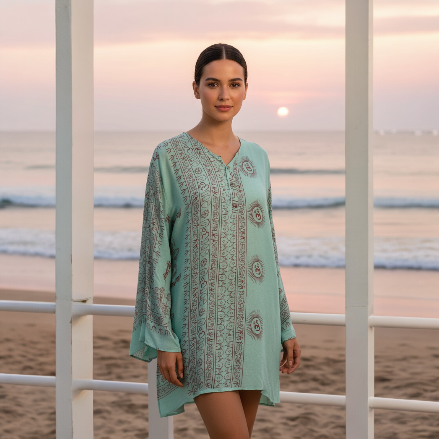 Kurta Nueva Turquesa/rojo