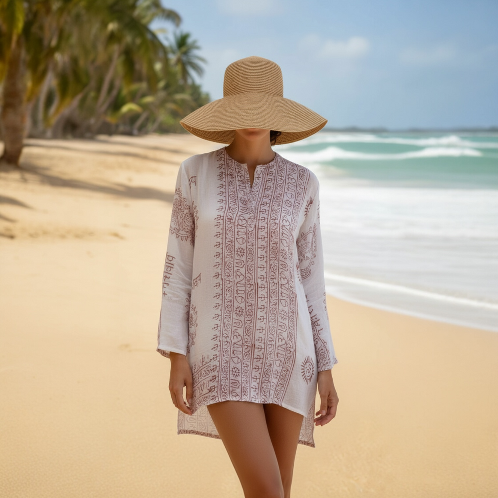 Kurta Clásica Blanca/roja