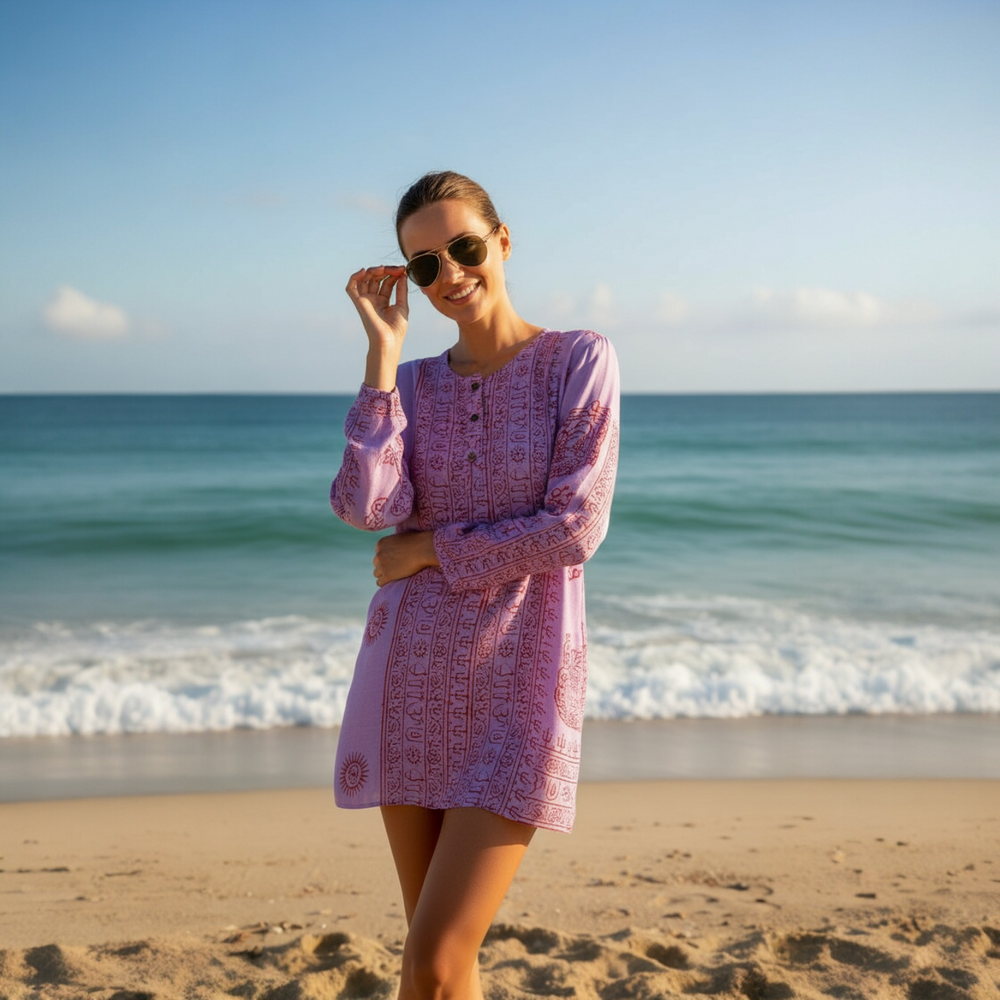 Kurta Clásica Lila/rojo