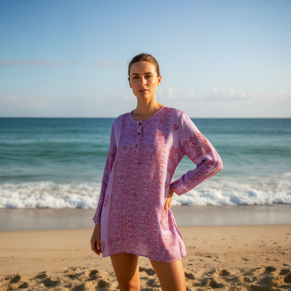 Kurta Clásica Lila/rojo