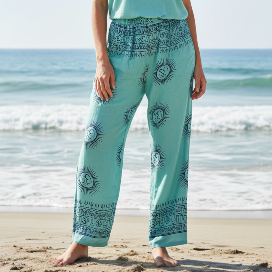 Pantalón Bombacho Turquesa/Denim