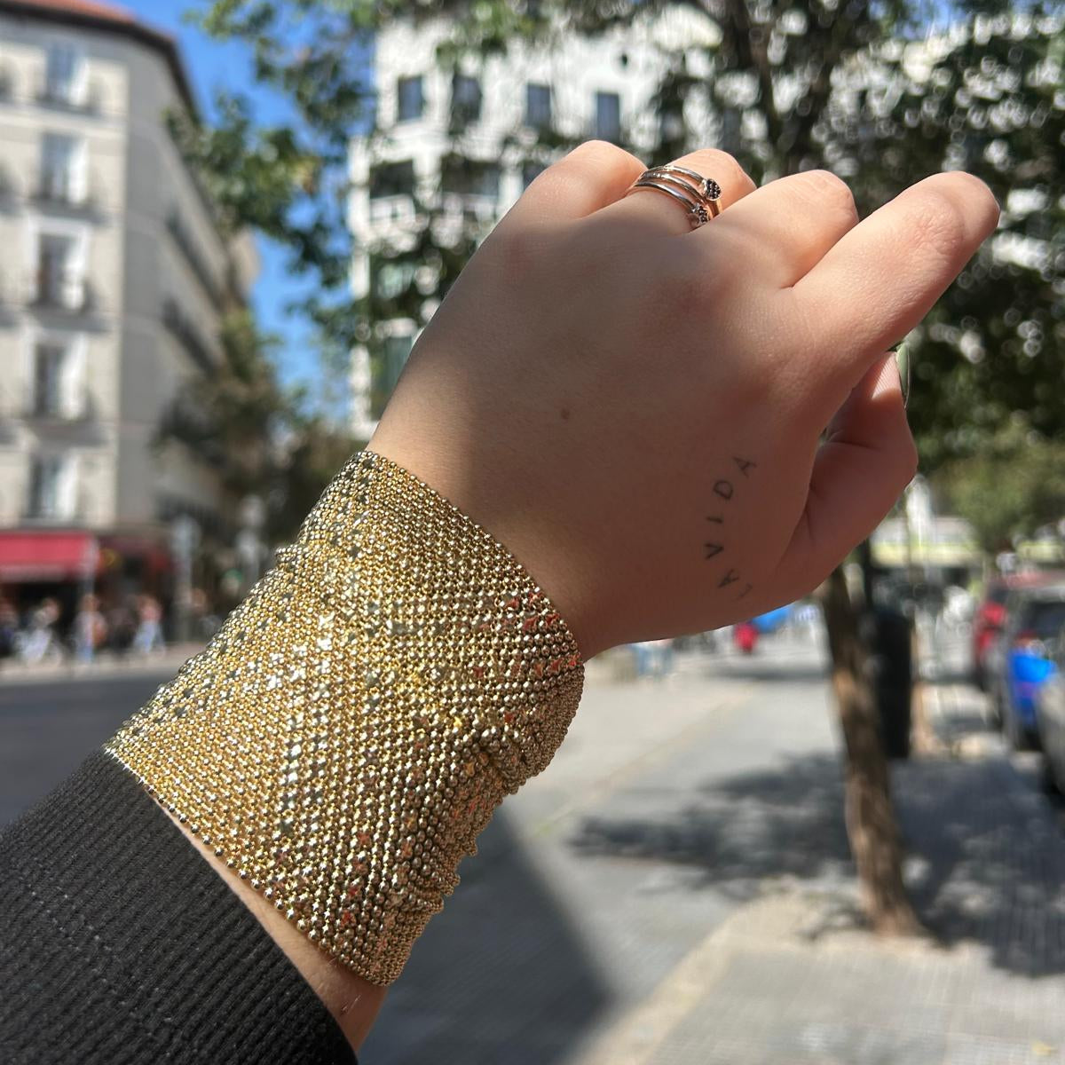 Pulsera Malla Grande Dorada