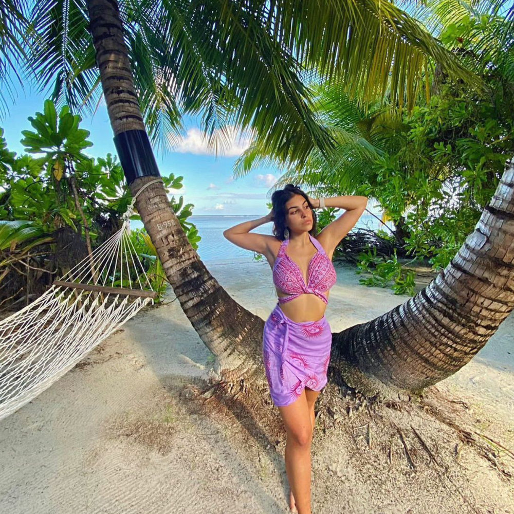 Falda corta lila/rojo