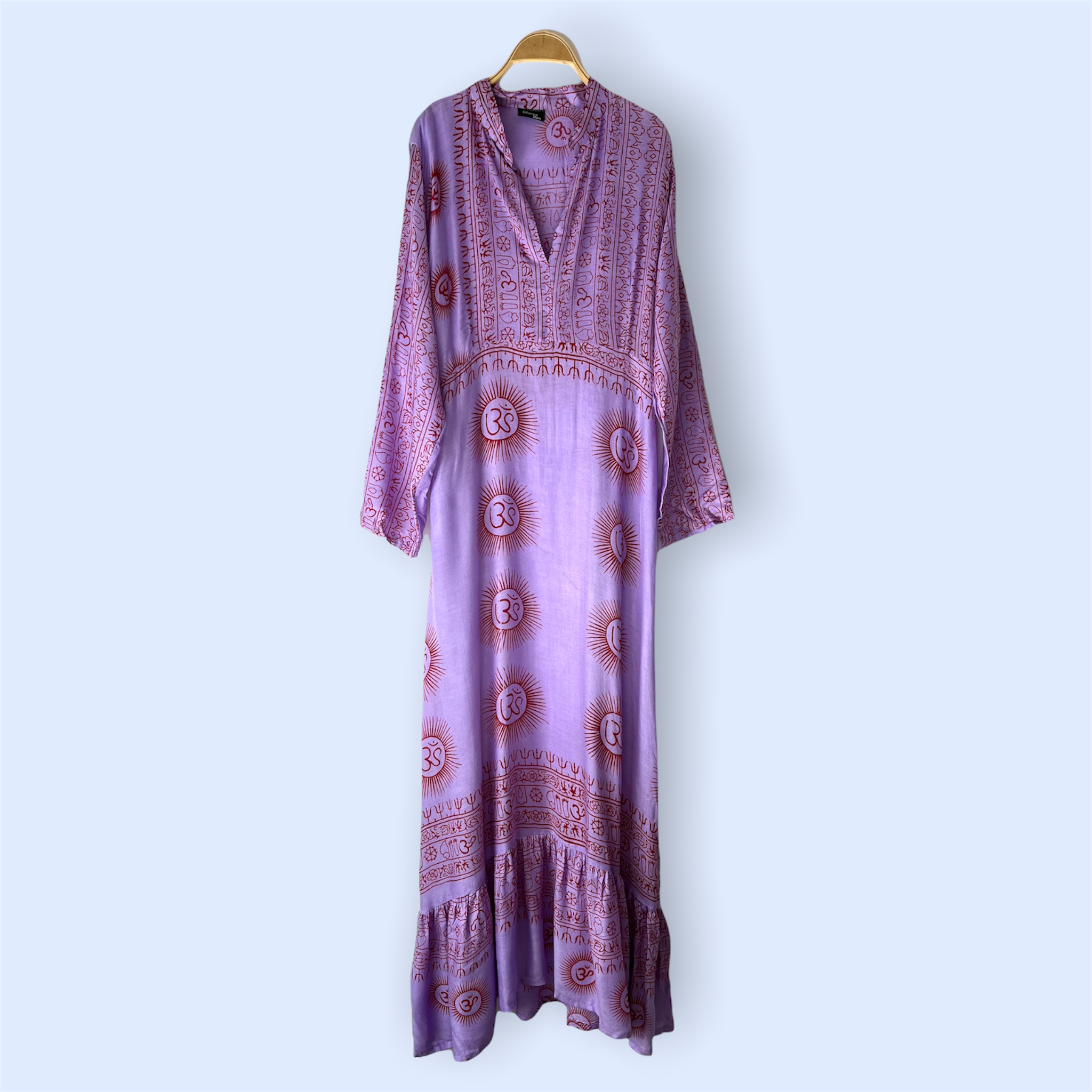 Vestido cuello mao Lila/rojo